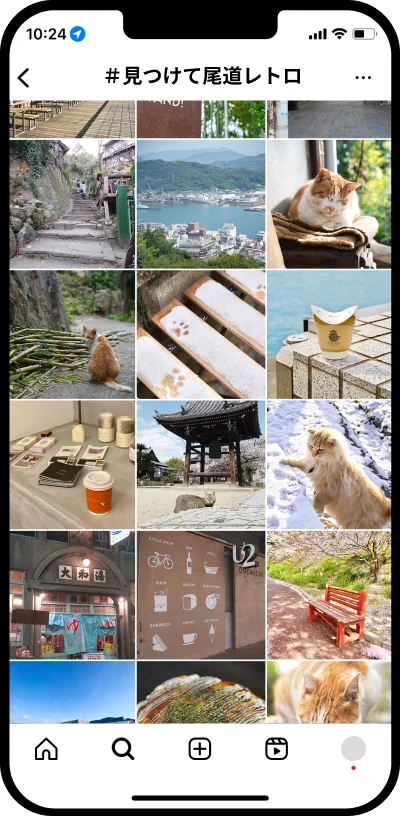 装飾：インスタグラムの写真が写っているスマートフォン